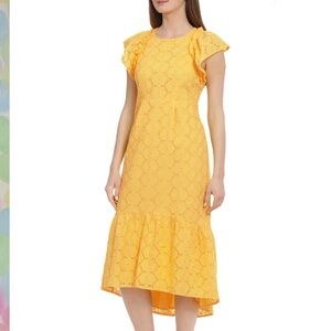 Maggy London Yellow Topaz summer midi dress size 14 W